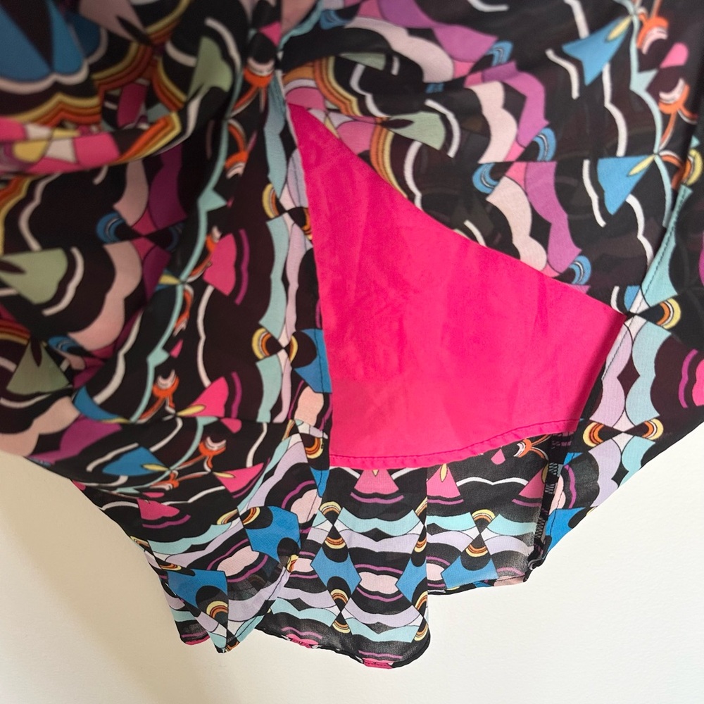 Nicole by Nicole Miller Hi-Low Multicolor Lined Summer Dress Size 10 - Picture 4 of 5